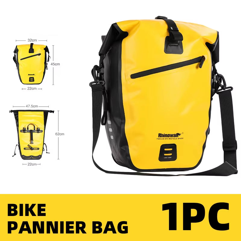 Waterproof Bicycle Side Pannier Bag - 20L/27L Quick Release for Rear Rack - Ideal for Bikepacking and Cycling - Single Unit Sale