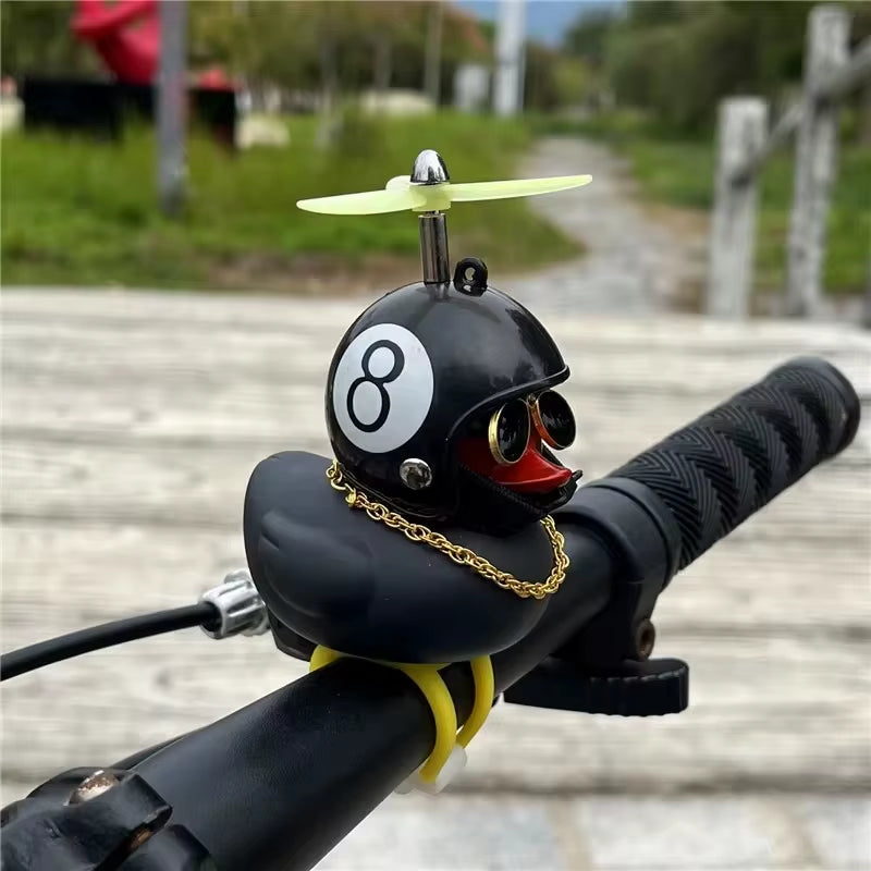Rubber Duck Bicycle Accessories with Strap and Propeller Horns for Kids and Adults - Fun Outdoor Decoration