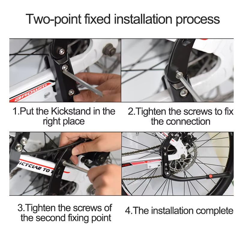 Adjustable Universal Bicycle Kickstand and Parking Rack for Road and Mountain Bikes