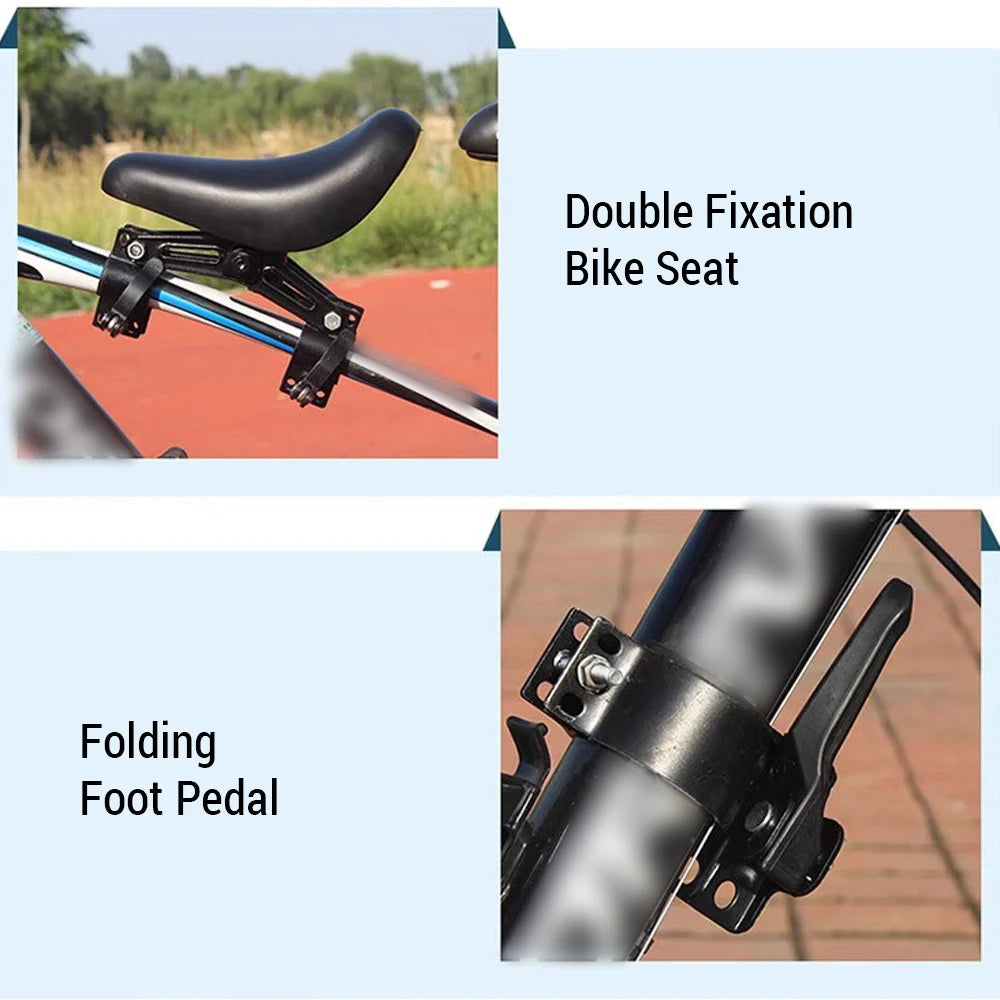 Front-Mounted Bicycle Seats with Handlebars and Foot Pedals for Children