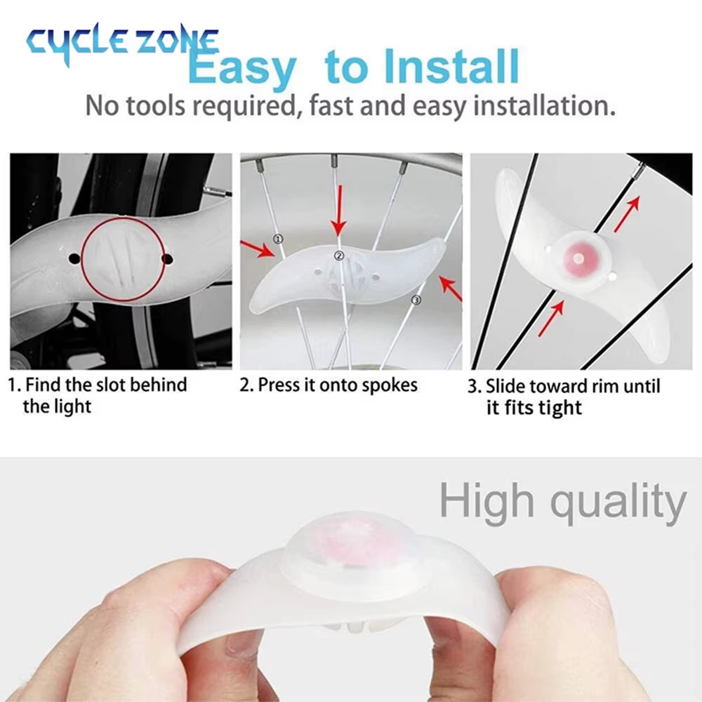 LED Bike Wheel Spoke Lights - 3 Mode Tire Flash Lamps for Enhanced Safety - Easy Installation MTB Bicycle Accessories