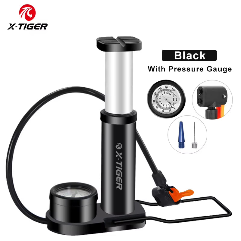 X-TIGER High-Pressure Portable Bicycle Foot Pump - Lightweight Aluminum Alloy Tire Inflator for Mountain Bike Accessories