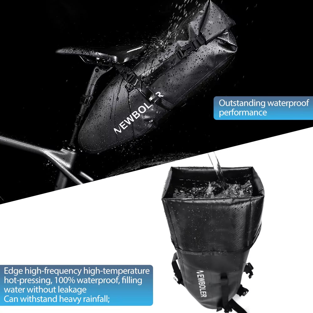 Waterproof 13L Large Capacity Bicycle Saddle Bag - Foldable Tail Bag for Mountain and Road Bikes