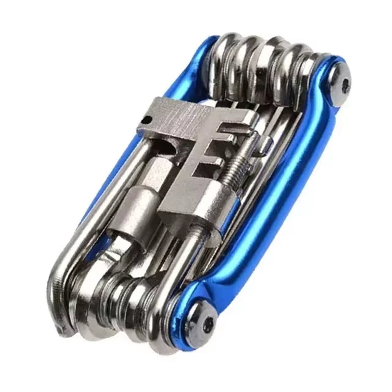 11-in-1 Multifunctional Bicycle Repair Tool Kit with Wrench, Screwdriver, Chain Tool, Hex Key, and Spoke Wrench for Mountain Cycling