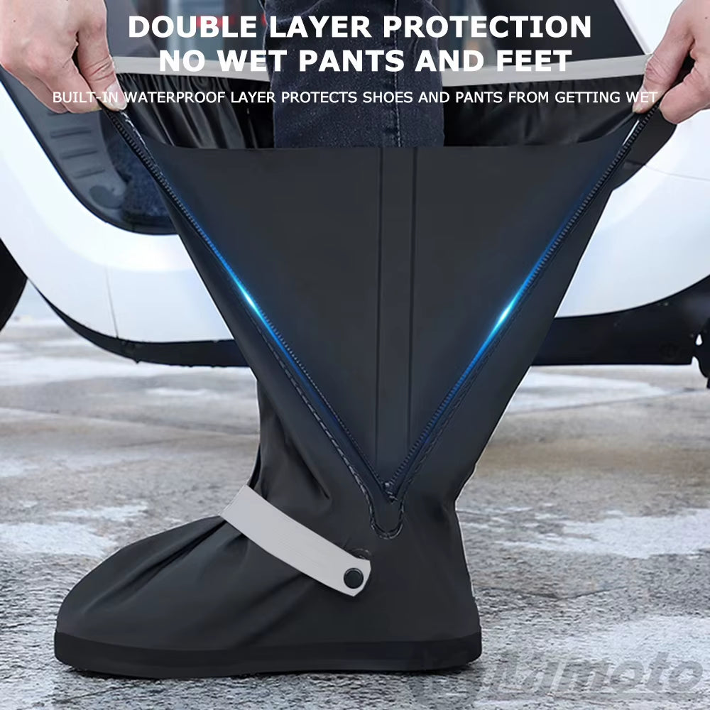Unisex Waterproof Motorcycle Boot Covers for Rainy Conditions - Non-Slip Cycling Shoe Protection