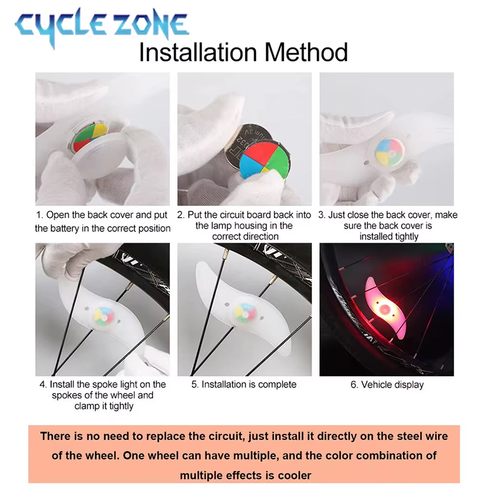 LED Bike Wheel Spoke Lights - 3 Mode Tire Flash Lamps for Enhanced Safety - Easy Installation MTB Bicycle Accessories