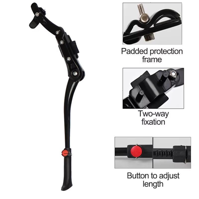 Adjustable Universal Bicycle Kickstand and Parking Rack for Road and Mountain Bikes