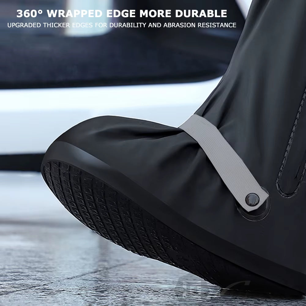 Unisex Waterproof Motorcycle Boot Covers for Rainy Conditions - Non-Slip Cycling Shoe Protection
