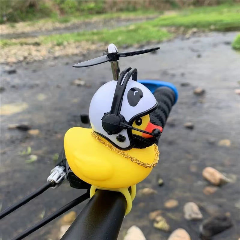 Rubber Duck Bicycle Accessories with Strap and Propeller Horns for Kids and Adults - Fun Outdoor Decoration