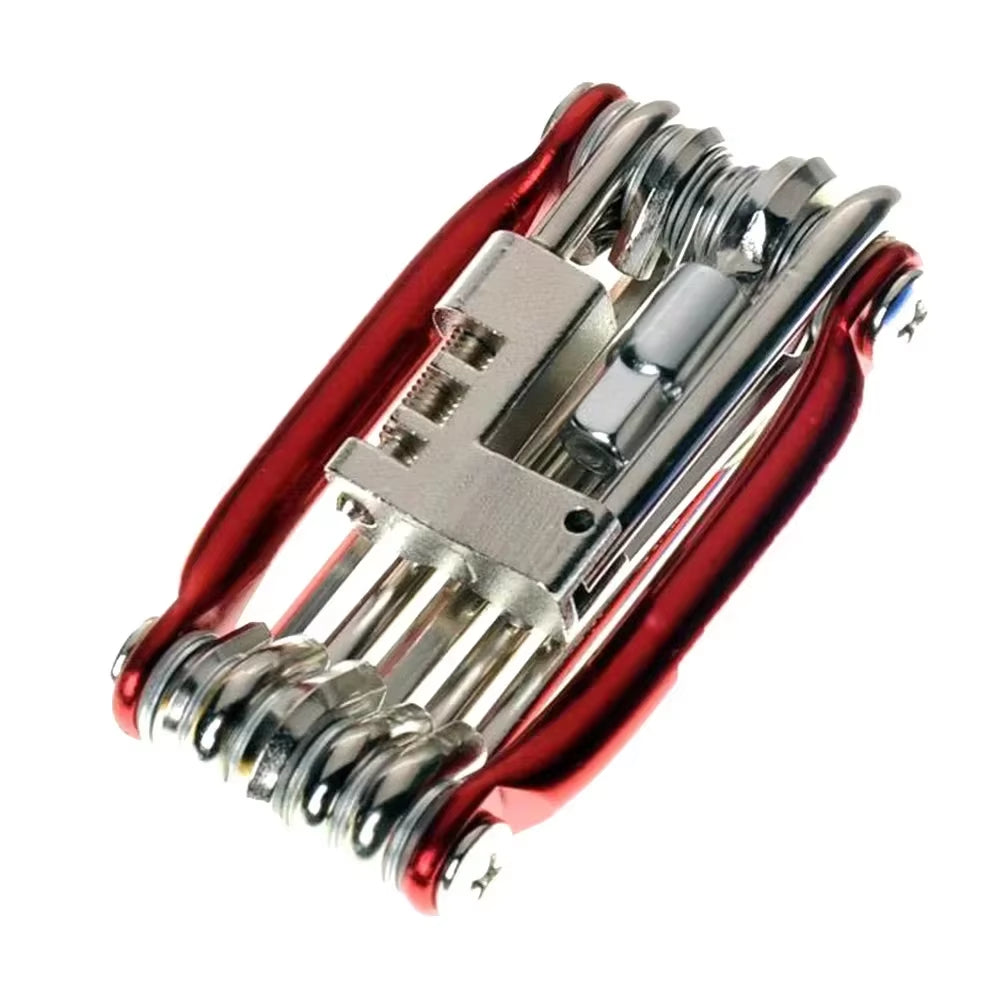 11-in-1 Multifunctional Bicycle Repair Tool Kit with Wrench, Screwdriver, Chain Tool, Hex Key, and Spoke Wrench for Mountain Cycling