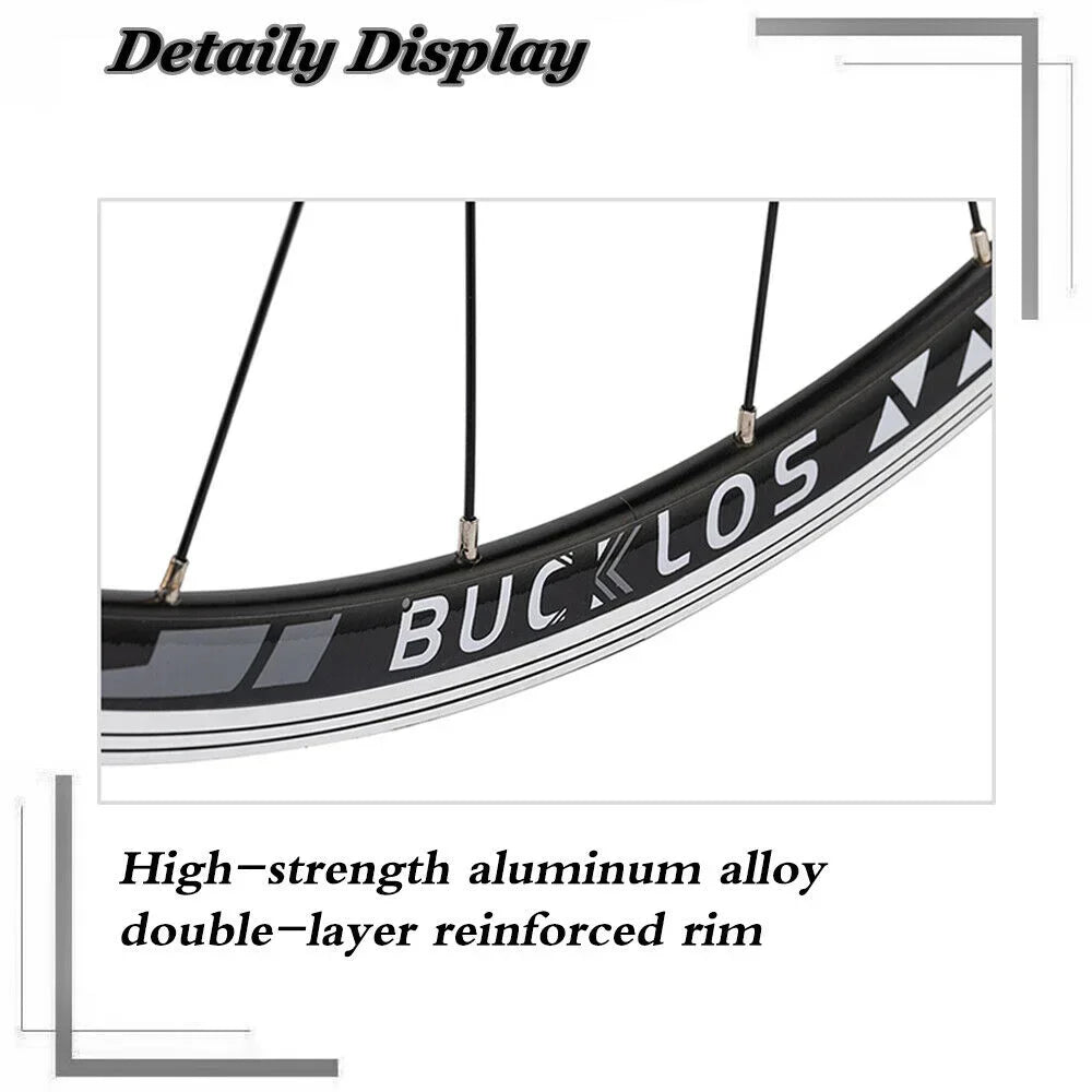 700C Aluminum Alloy Road Bike Wheelset with V-Brake, 9x100mm Front and 10x130mm Rear Compatibility