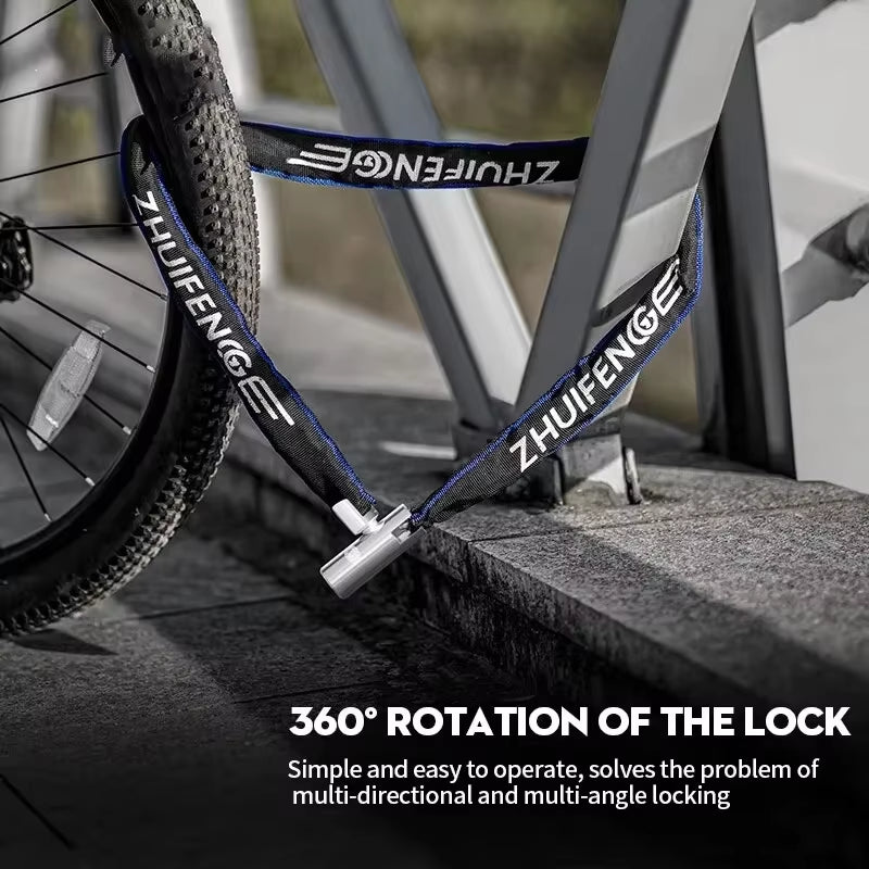 Heavy-Duty Waterproof Metal Bicycle and Motorcycle Chain Lock with Key - Anti-Theft Security Solution